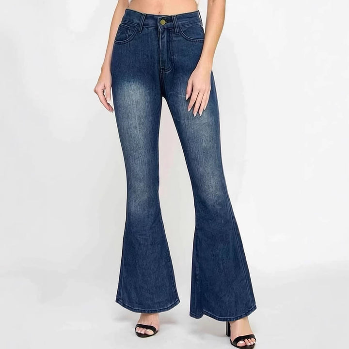 Dame Flared Jeans med høj talje og unikt strukturdesign Skovae