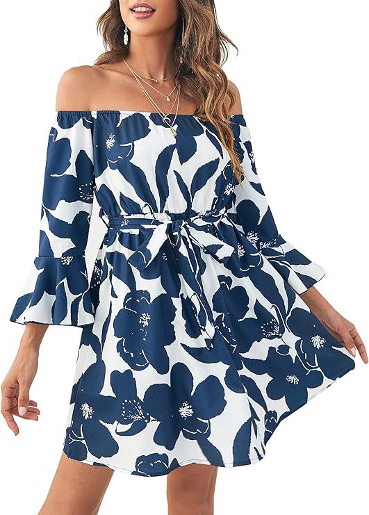Kvinders Off-Shoulder Kjole med Farverigt Mønster Stilla