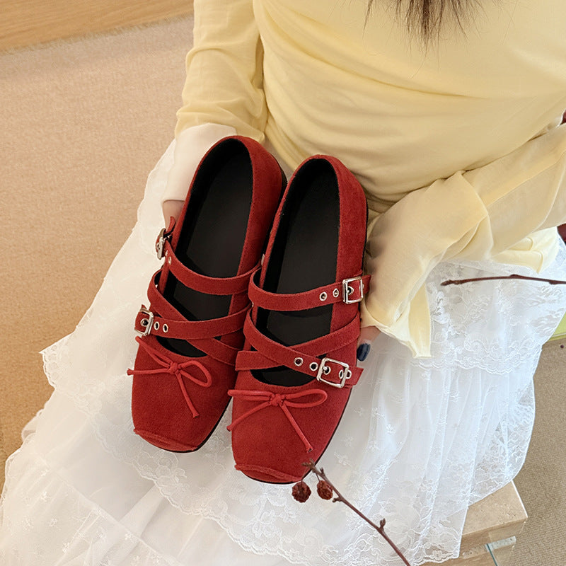 Femme Stilfulde Remmene Detalje Ballerinas Stilla