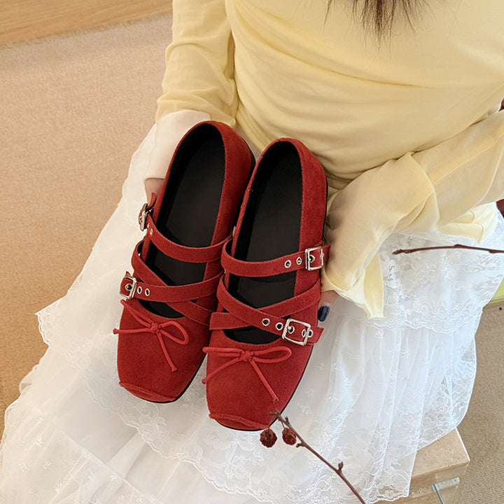 Femme Stilfulde Remmene Detalje Ballerinas Stilla
