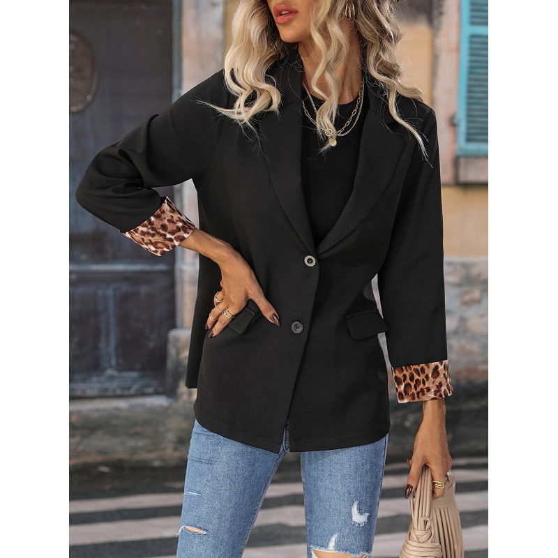 Femme Stilfuld Størrelse Blazer med Dyremønster-Mansjetter Stilla