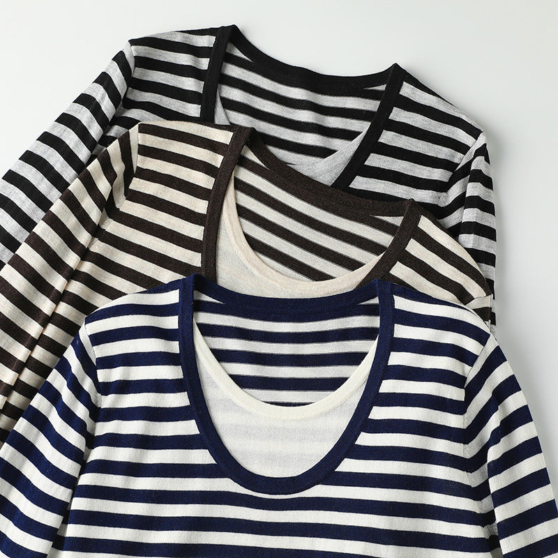 Femme Casual Relaxed Fit Stribet Langærmet Top Stilla