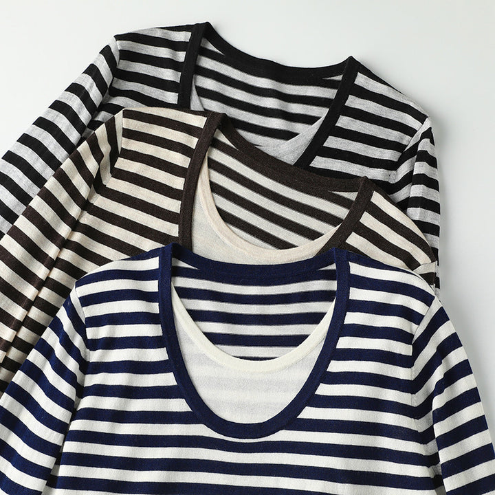 Femme Casual Relaxed Fit Stribet Langærmet Top Stilla