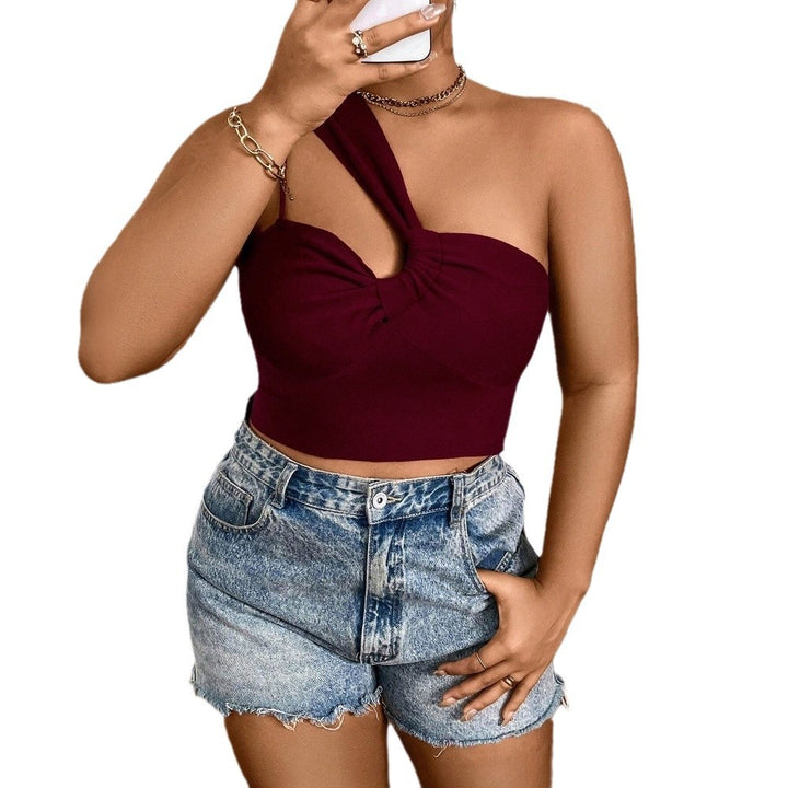 Damer asymmetrisk crop-top med dekorativ knude Stilla