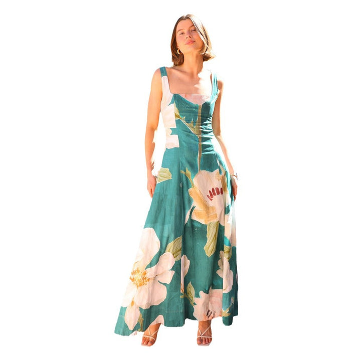 Dame Lang Kjole med blomsteraccent og generøs snit Stilla