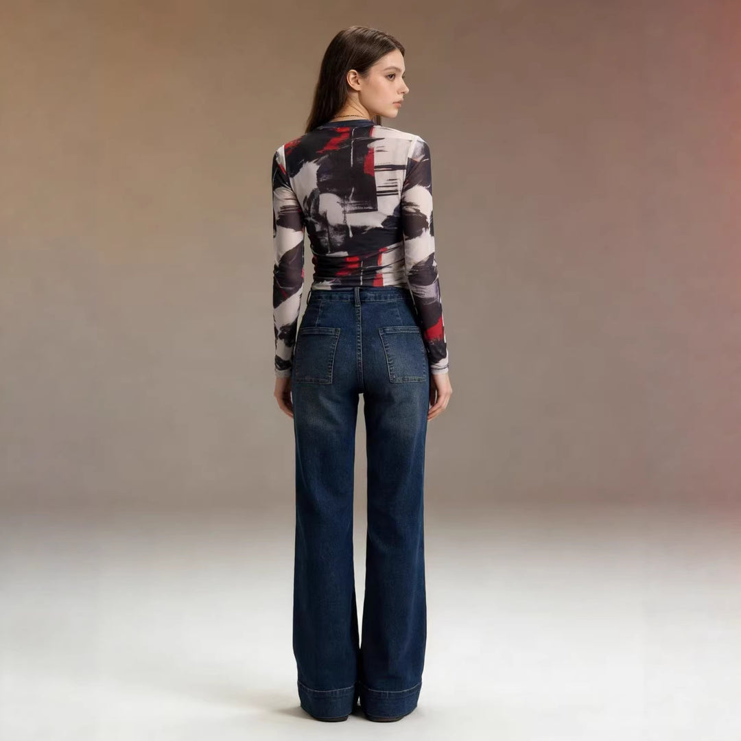 Dame High-Waist Vidde Bukser med trendy Applikation Skovae