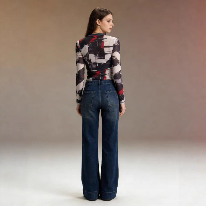 Dame High-Waist Vidde Bukser med trendy Applikation Skovae