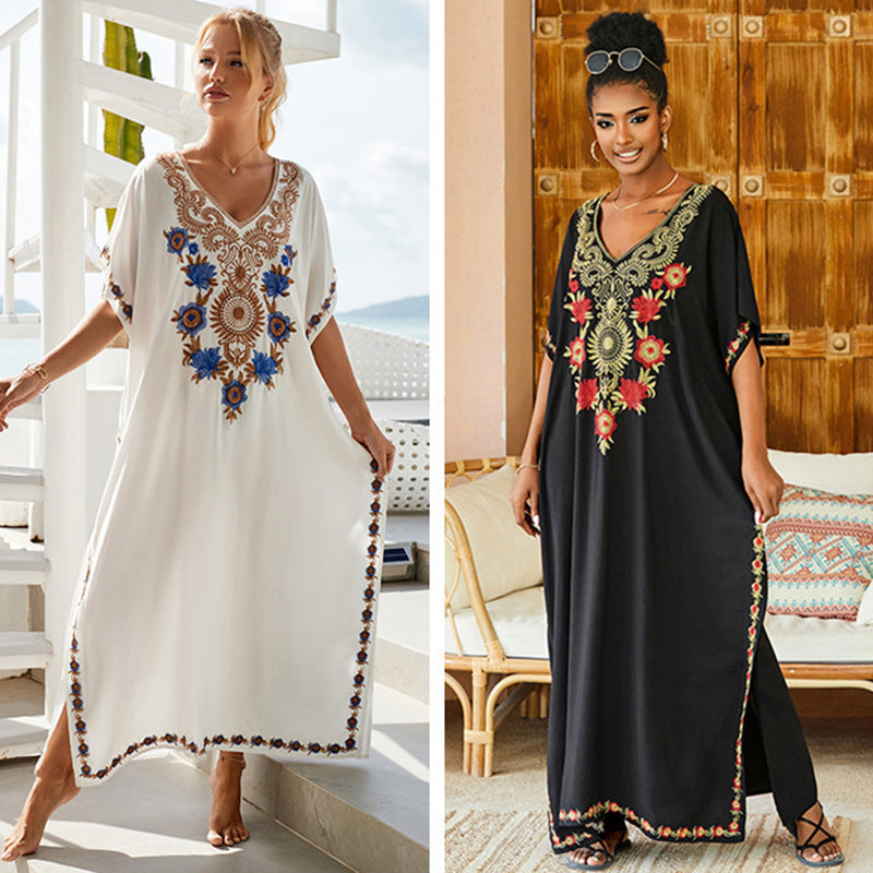 Dame Kaftan med detaljeret broderet applikation Stilla