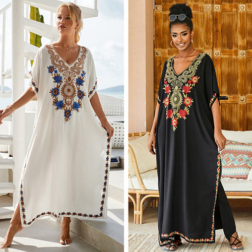 Dame Kaftan med detaljeret broderet applikation Stilla