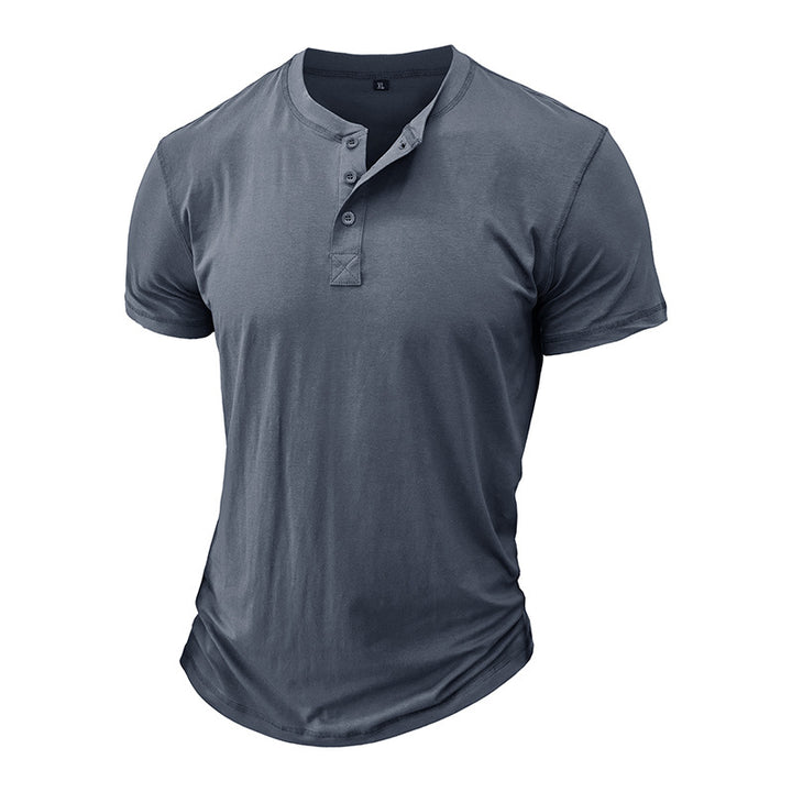 Herrer Henley-T-shirt med knaplukning og moderne pasform Stilla