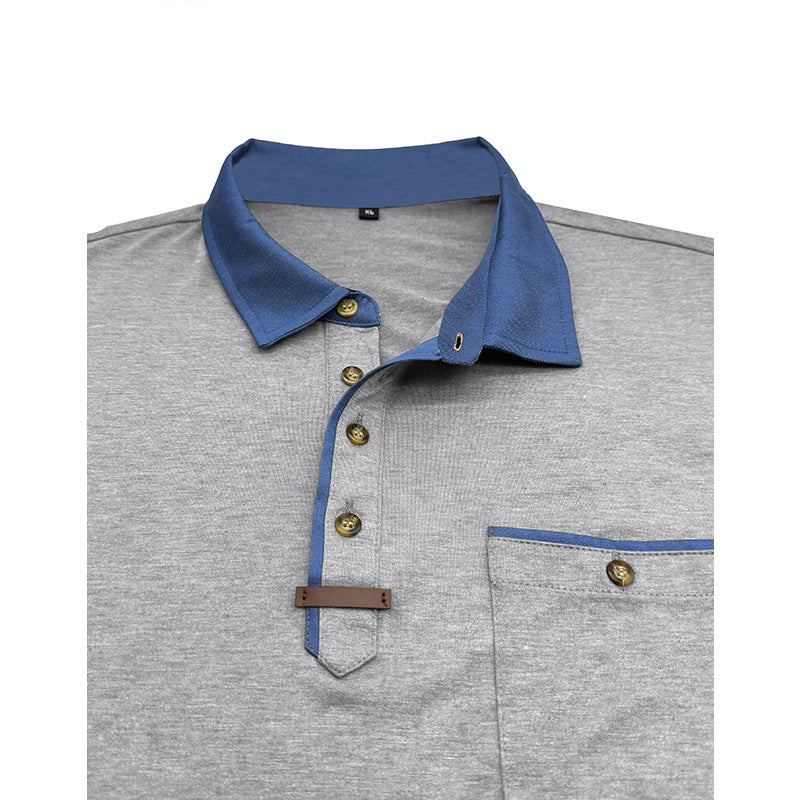 Herrer Langærmet-Henley-Shirt med stilfuld kontrastkrave og elegant brystlomme Stilla
