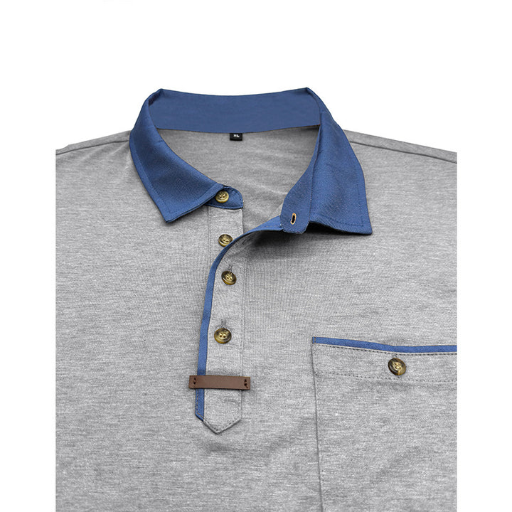 Herrer Langærmet-Henley-Shirt med stilfuld kontrastkrave og elegant brystlomme Stilla