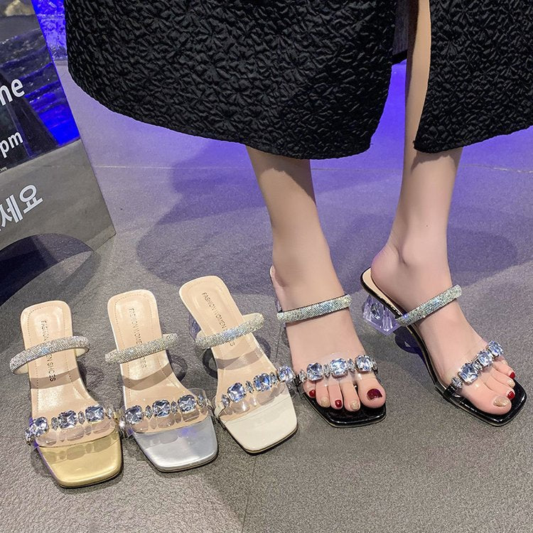 Dame højhælede sandaler med elegante strassdetaljer Stilla