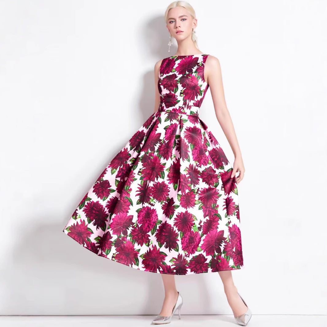 Dame Festtøj Maxikjole med elegant blomsterprint og taljebælte Stilla