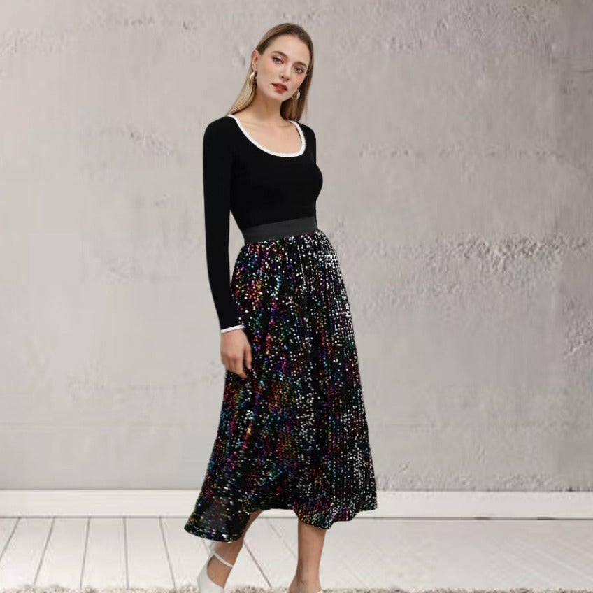 Dame Glimmer Maxi Kjole med stilfulde Pailletter og elegant Snit Stilla