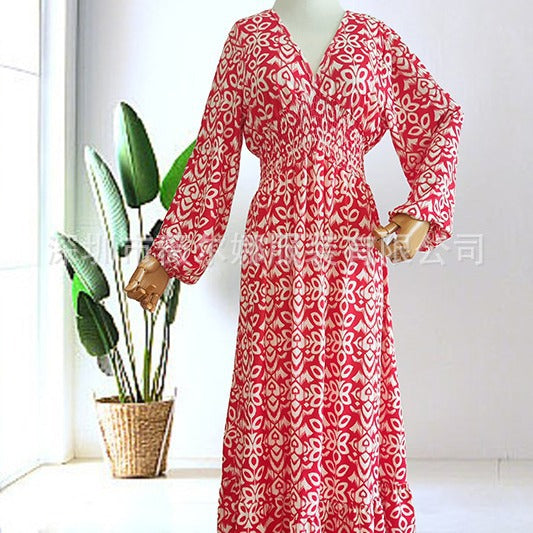 Stilla | Floral-Kjole Plus Size Fairy V Hals Kjole