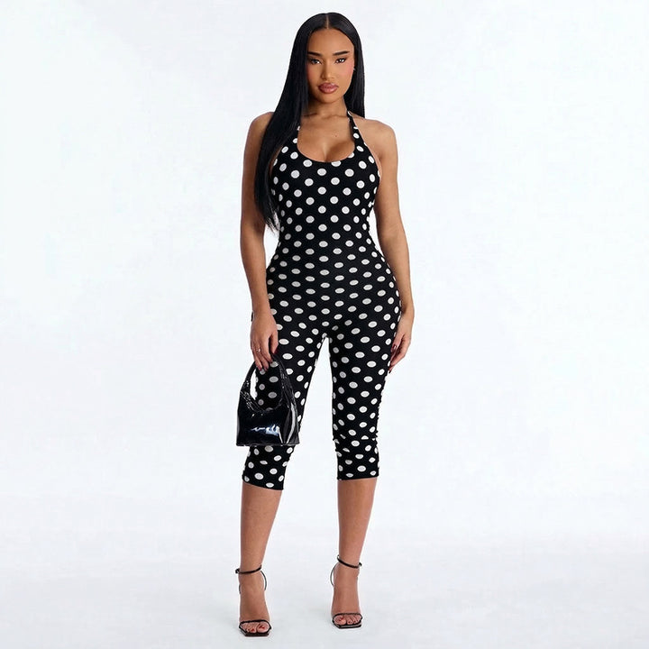 Damen Figurformender Jumpsuit mit Polka-Dots und schmalem Schnitt Skovae