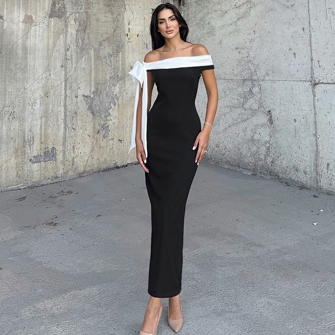 Dame Elegant Maxikjole med Off-Shoulder Design og smalt snit Skovae
