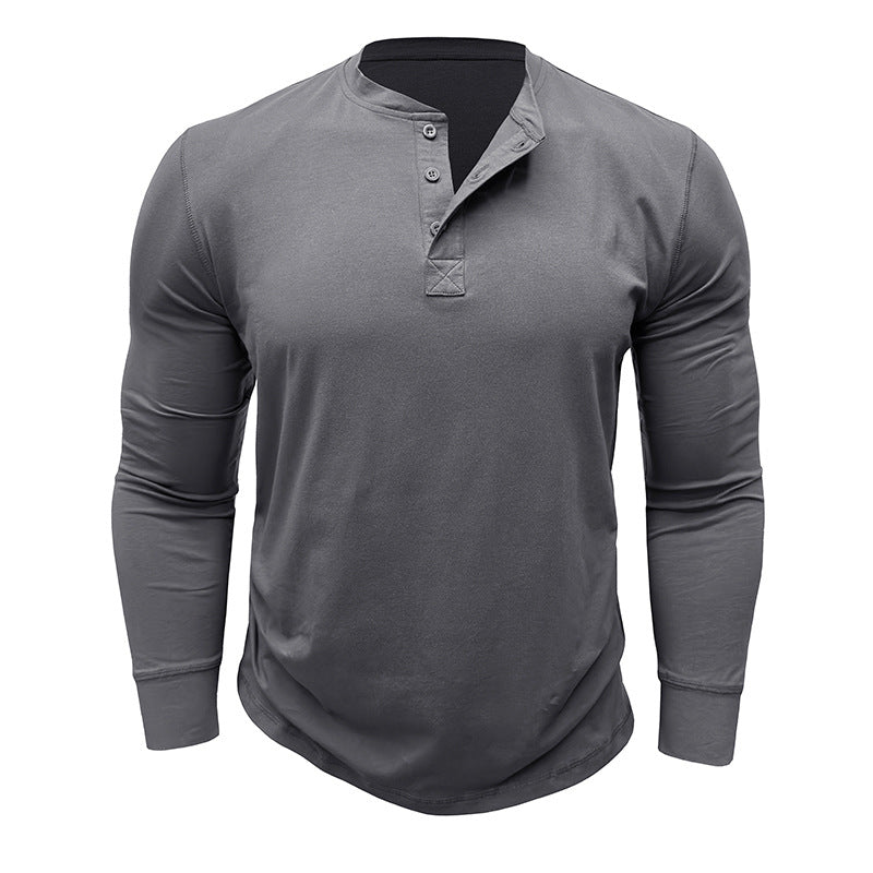 Herre langærmet Henley-shirt med stilfulde accenter og åndbart materiale Stilla