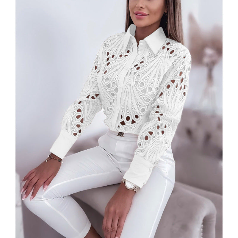 Dame elegant bluse med kunsthåndværk Stilla