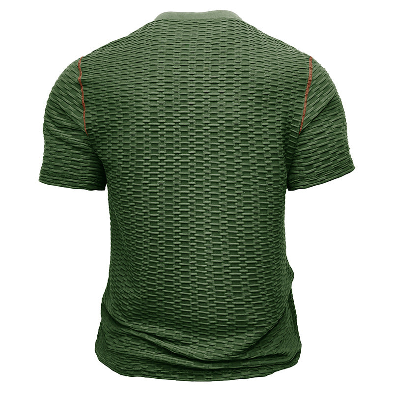 Herrer kortærmet Henley T-shirt med struktureret design og tætsiddende pasform Stilla