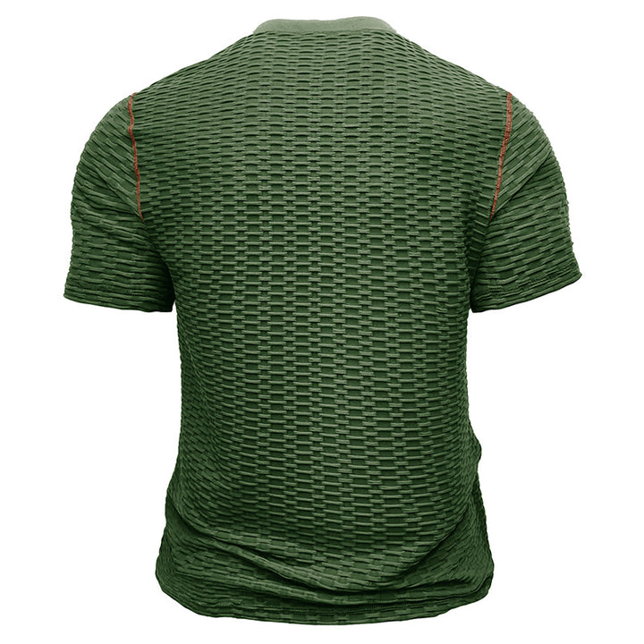 Herrer kortærmet Henley T-shirt med struktureret design og tætsiddende pasform Stilla