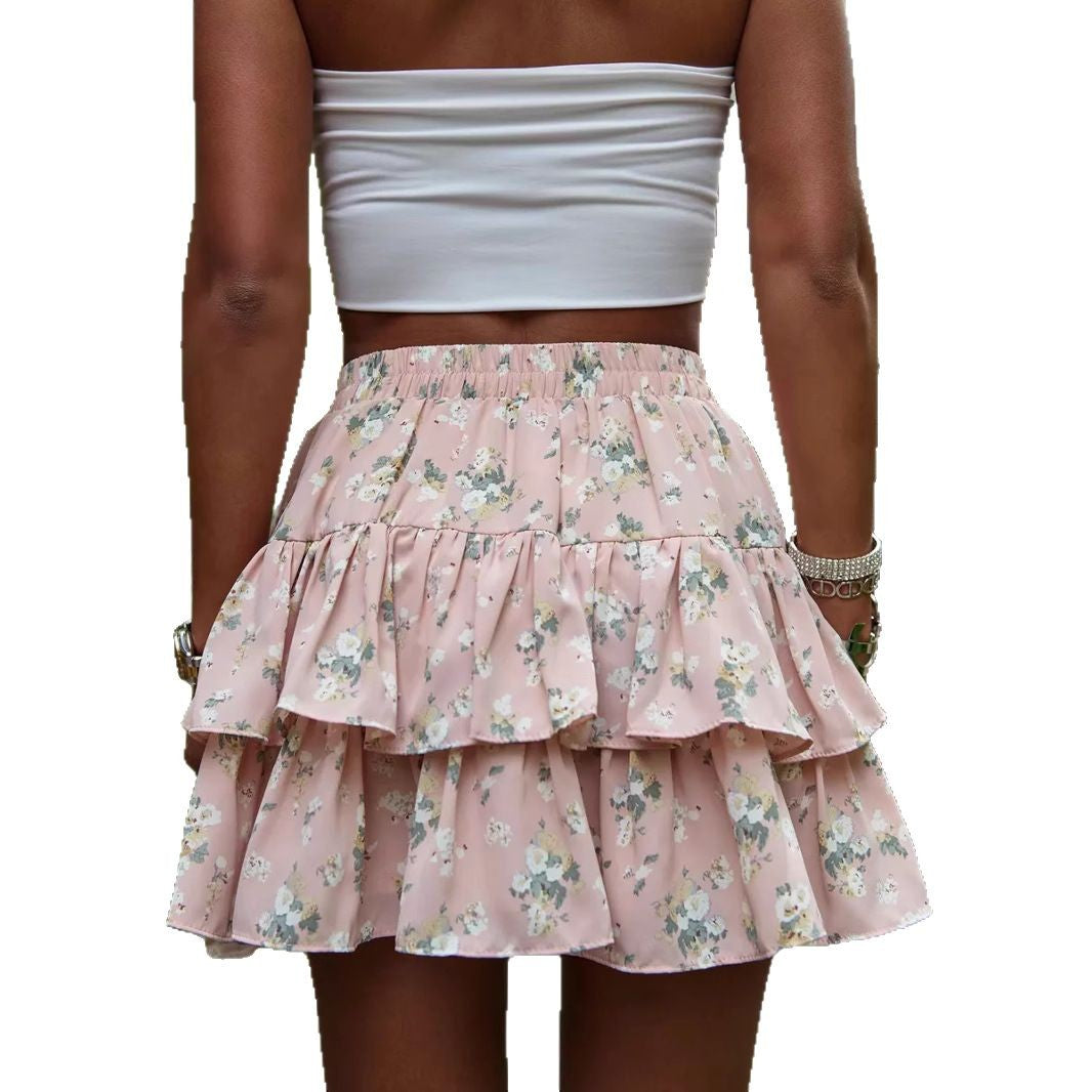 Dame Rynkebluse Floral Miniskørt Stilla