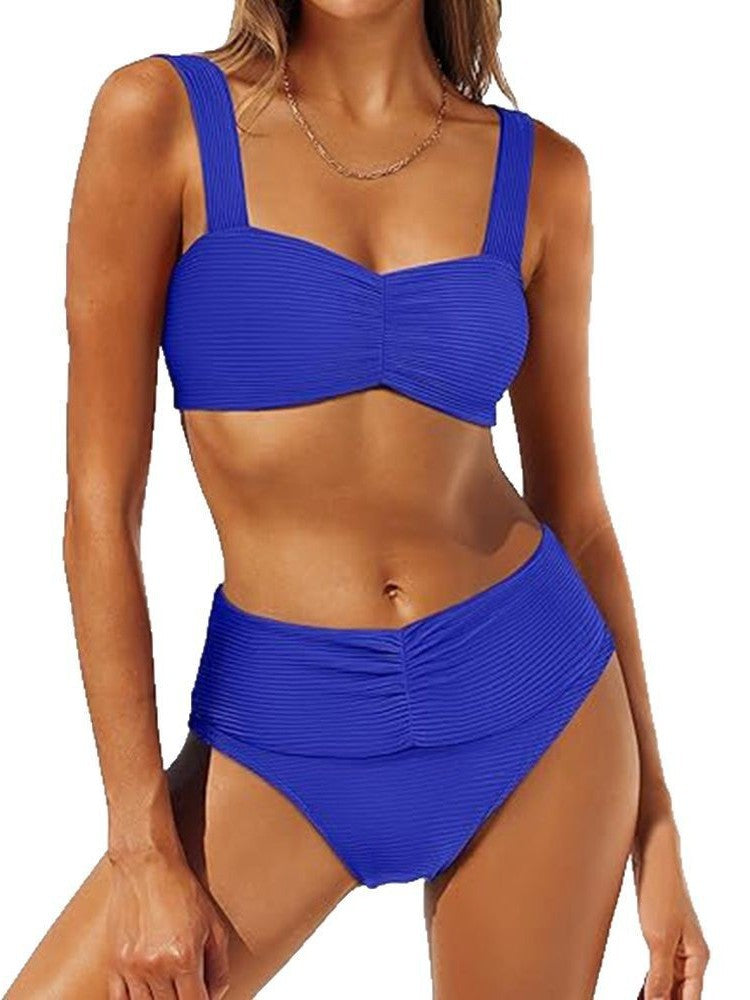 Dame Rib-Højtalje-Bikini-Sæt Stilla 1750840292