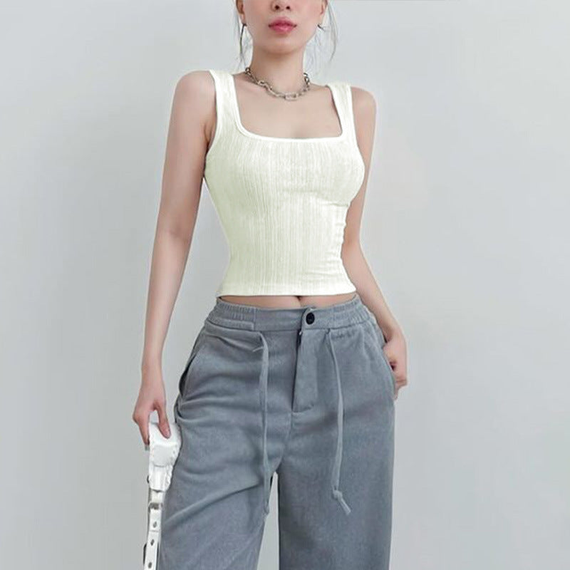 Dame sporty tanktop med moderne ribdetaljer Skovae
