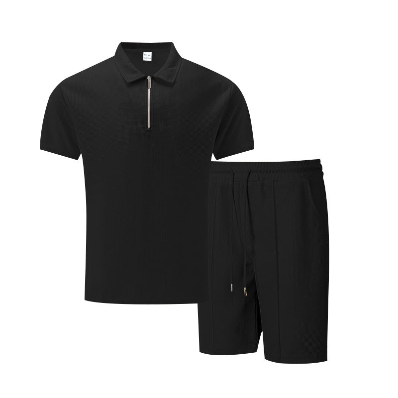 Herrer afslappet sportoutfit med standkrave og elastisk talje Stilla
