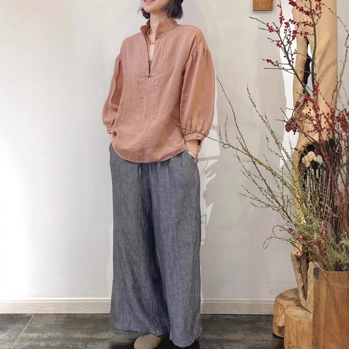 Dame Elegant Læderbluse Stilla