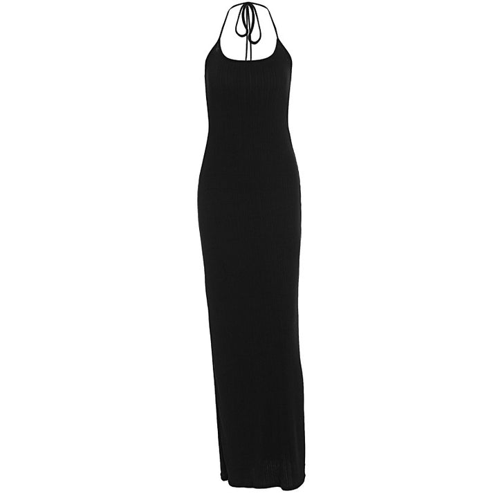 Dame elegant Maxi-kjole med smigrende snit og raffineret halterneck Skovae
