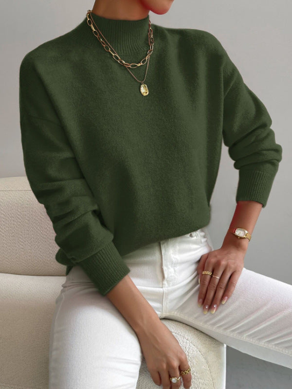 Kvinders sweater med høj krave og blødt materiale Stilla