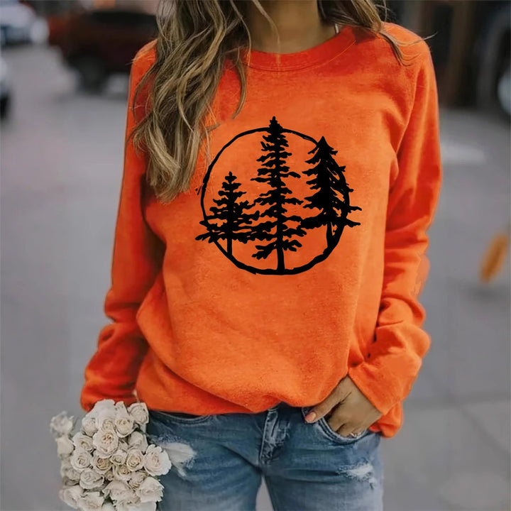 Kvinders sweatshirt med sejt naturmotiv og afslappet pasform Stilla