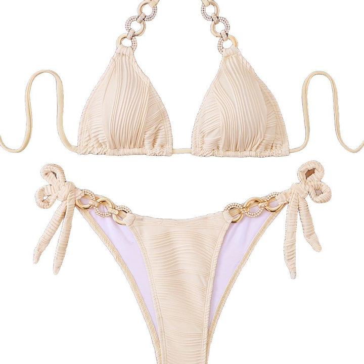 Dame Triangel-Bikini med raffineret ringsdesign og justerbart stropystem Stilla