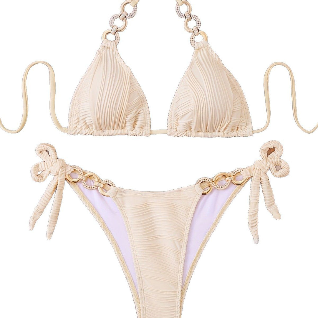 Dame triangel-bikini med raffineret flæse design og høj kvalitets ringdetaljer Skovae