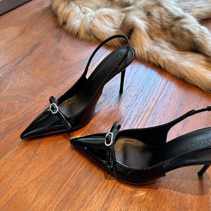 Dame stilfulde spids Slingback-hæle med udsmykkede spænder Stilla