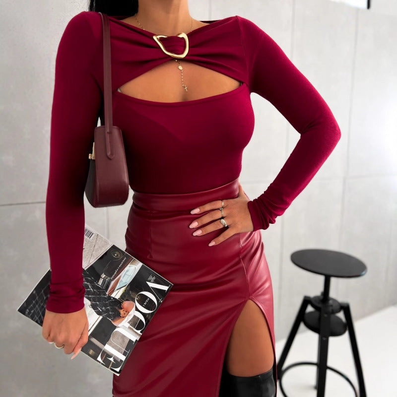 Dame Langærmet Cut-Out Body med elegant detalje Stilla