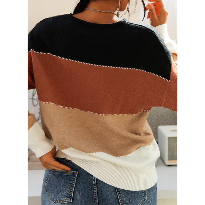 Dame Mode Strikketrøje med trendy Blokfarve Design Stilla