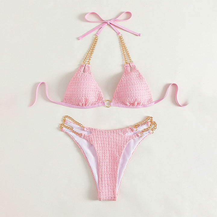 Dame triangle-bikini med kædeaccenter og raffineret design Skovae