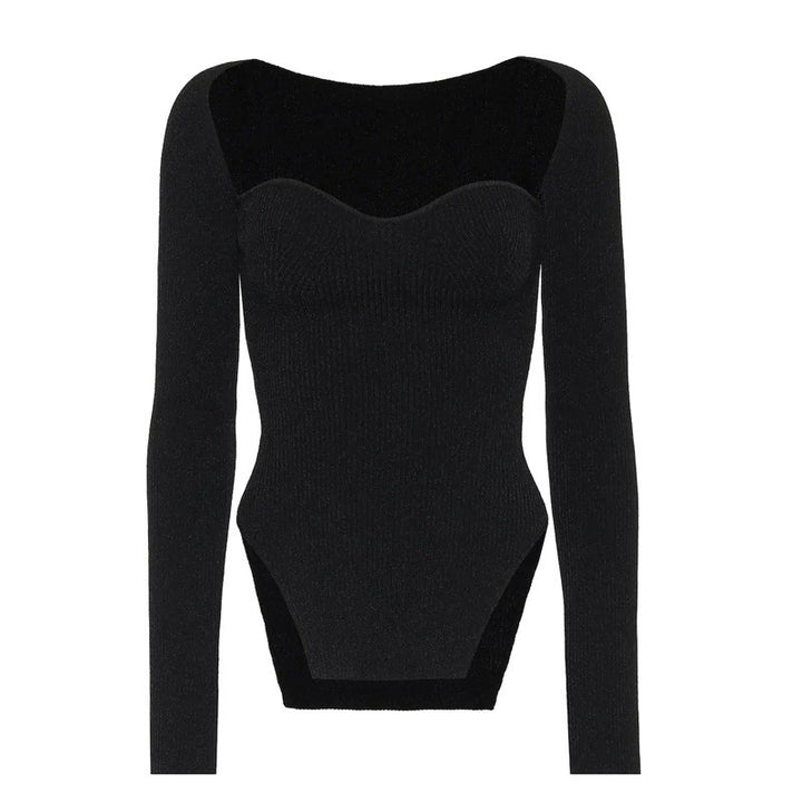 Damer fint strikket sweater med hjerteformet udskæring Stilla