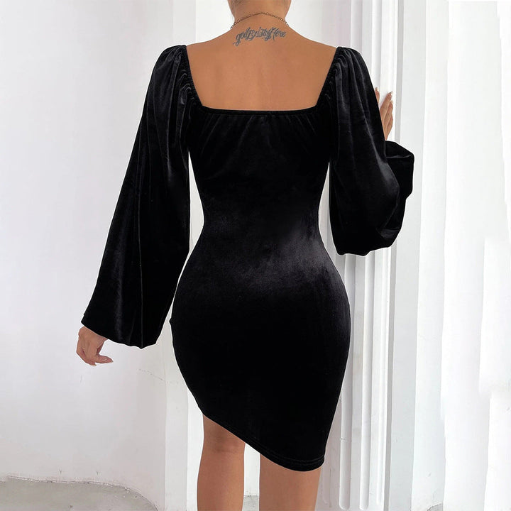 Stilla | Velvet-Kjole Puffærme Bodycon Velvet Kjole