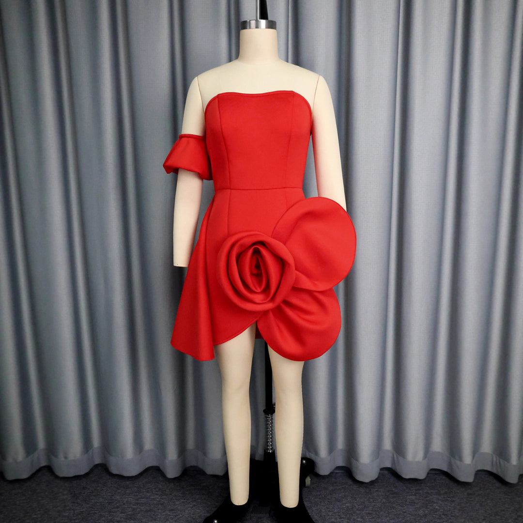 Dame Cocktailkjole med floral drapering Skovae