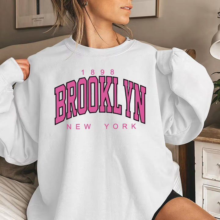 Kvinders sweatshirt med afslappet Brooklyn print og behagelig pasform Stilla