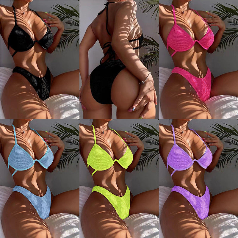 Dame Triangel-Bikini med struktur og justerbare stropper Stilla