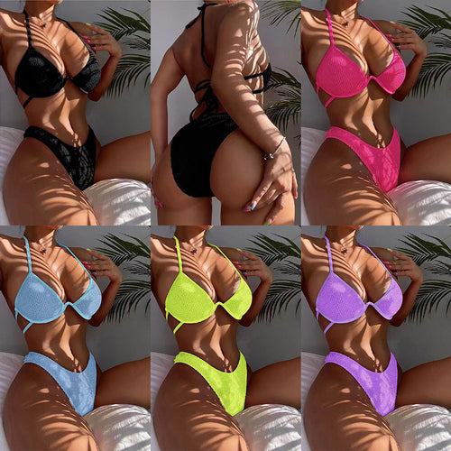 Dame Triangel-Bikini med struktur og justerbare stropper Stilla