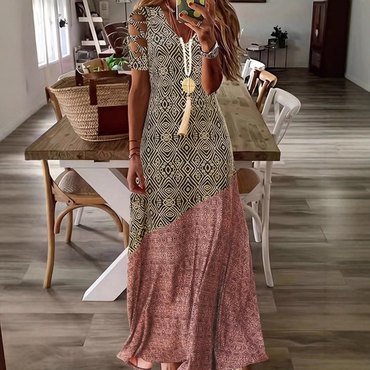 Kvinder Bohemian Maxi Kjole med Cut-Out Ærmer Stilla