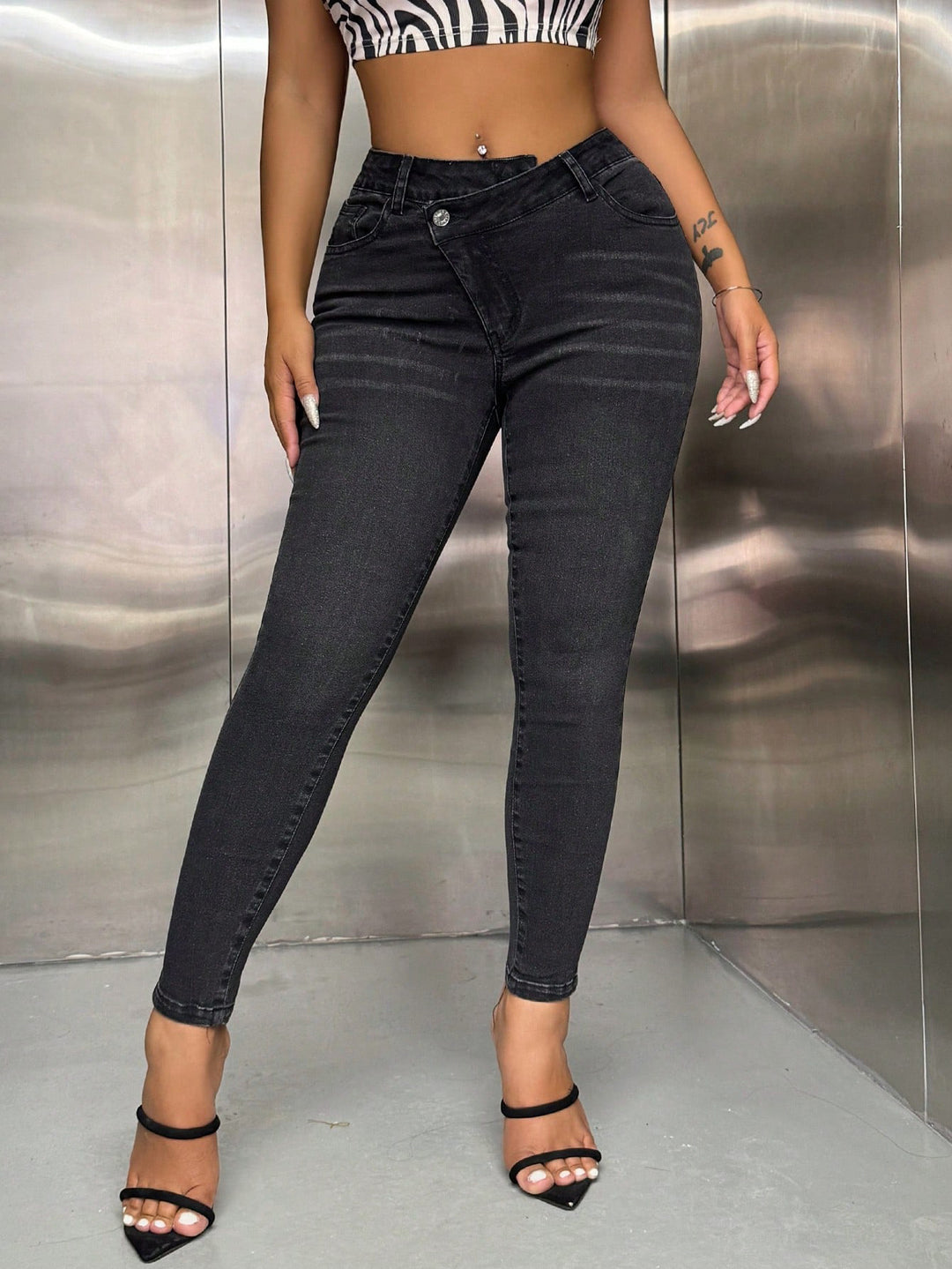 Dame Højtaljede Skinny Jeans Stilla