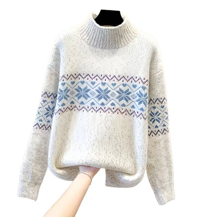 Kvinderne hyggelige turtleneck sweater med nordisk mønster Stilla