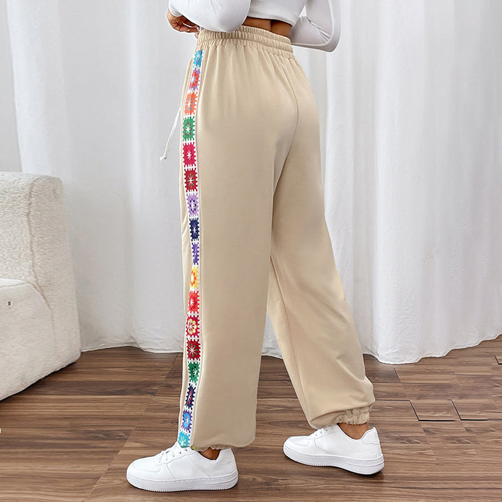 Dame Stilfulde Sweatpants med dekorativ sidebroderi Stilla